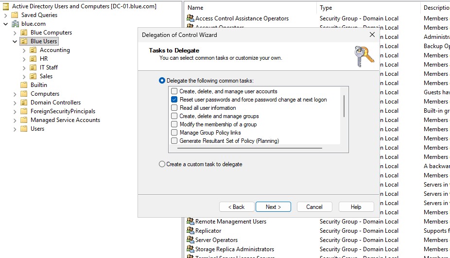 Delegate password reset
