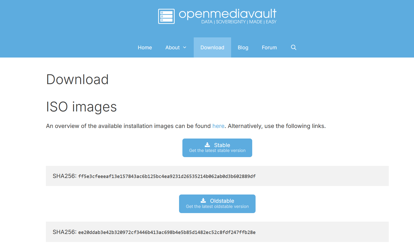 Openmediavault download page