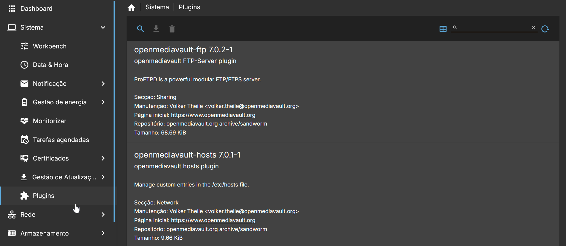 Openmediavault plugins